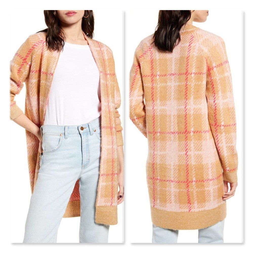 BP Plaid Long Cardigan